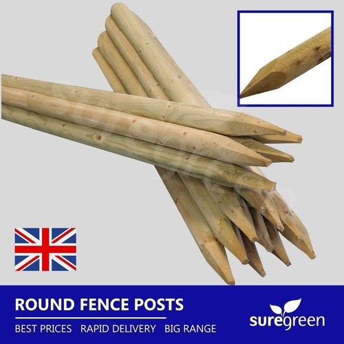 Round pointed fence posts - pointed,
