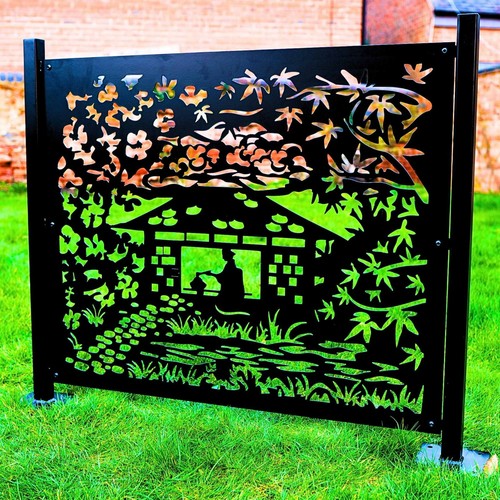 Garden metal fence panel - garden,